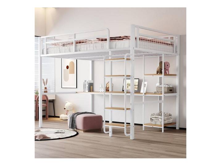 LuxusKollektion Metallbett Kinder Hochbett Metall 140x200 mit Stauraum