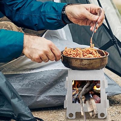 tragbarer Camping-Holzofen, Edelstahl-Holzofen, Alkoholkocher für Picknick, Grillen, Wandern, Überlebenskochausrüstung für – Camping im Freien