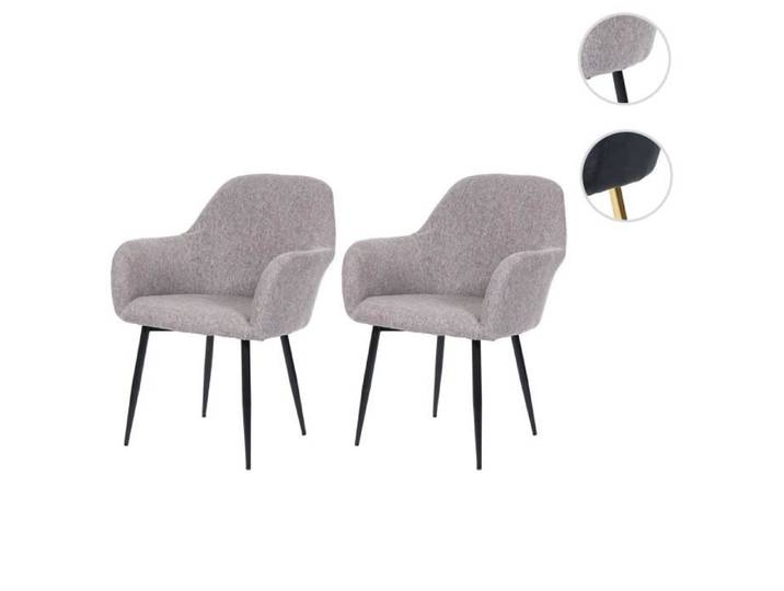 2x chaise de salle à manger HWC-F18 tissu gris pieds noirs