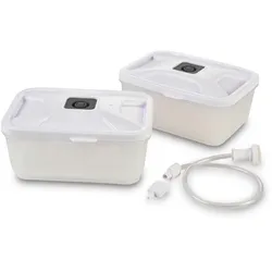 Solis Lunch Boxen für Vakuumierer, 2 Stück, mit Schlauchanschluss-Set, je 600 ml