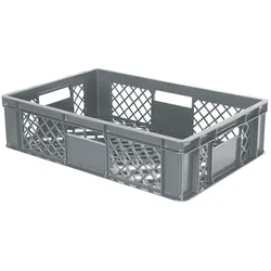 90 Stück Eurobehälter durchbrochen/Bäckerkiste, LxBxH 600 x 400 x 150 mm, PE-HD, lebensmittelecht, grau, Palettenware