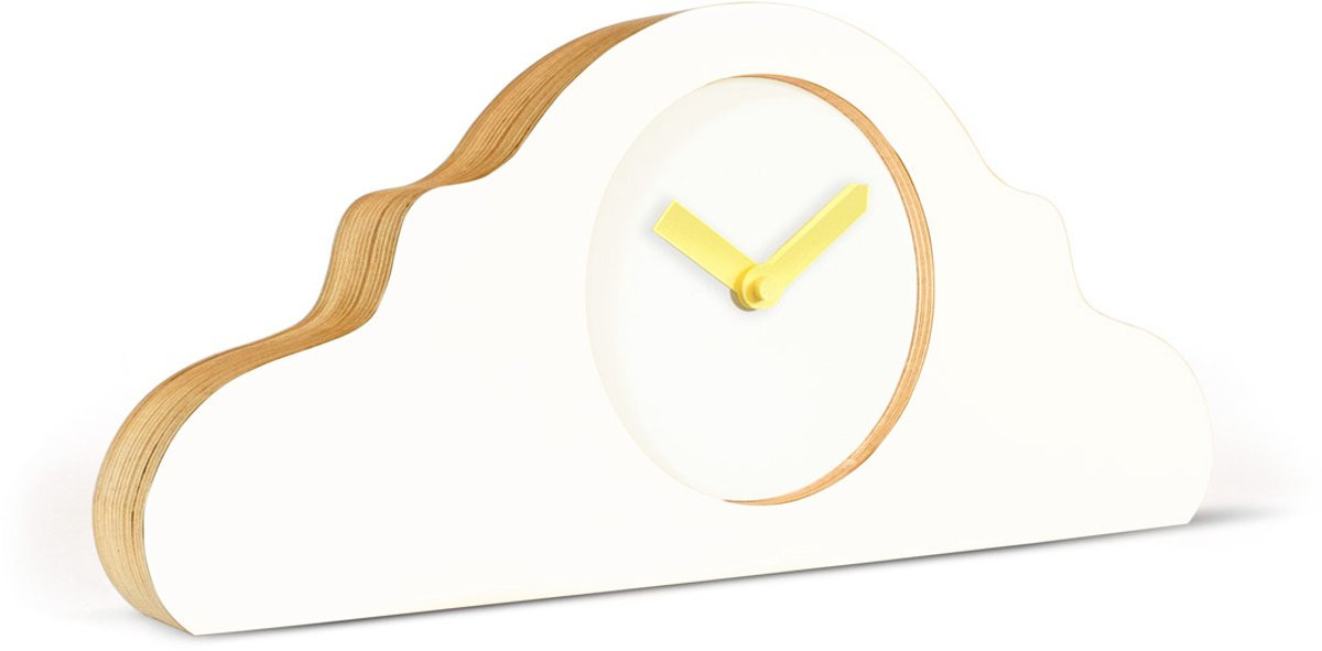 KLOQ Mantelklok Pure White & Shiny Gold - Analoge Tafelklok