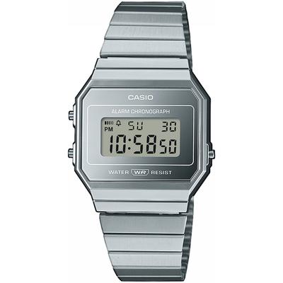 Chronograph CASIO VINTAGE, silber (edelstahlfarben), Armbanduhren, Damen, Chronograph, Quarzuhr, Armbanduhr,Damenuhr,Herrenuhr,Digitaluhr, Edelstahlarmband