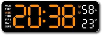Inspired Finds Large LED Digital Wall Clock With Temperature Humidity Week Display And Adjustable Brightness orange