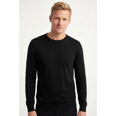 Strickpullover JOOP "Denny", Herren, Gr. L, schwarz, Strick, Obermaterial: 100% Wolle, clean, unifarben, regular fit normal, Rundhals, elastischer Bund, Pullover Strickpullover, mit Rundhals aus reiner Wolle