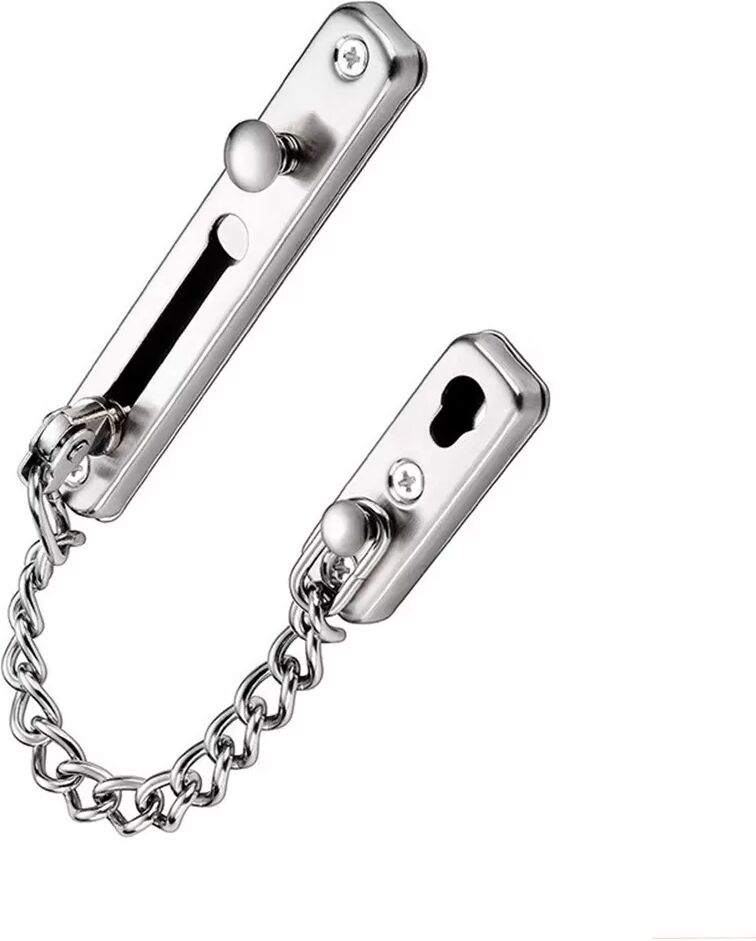 INF Verrou de porte intérieur - Serrure de sécurité à chaîne anti-vol sans perçage avec vis Argent