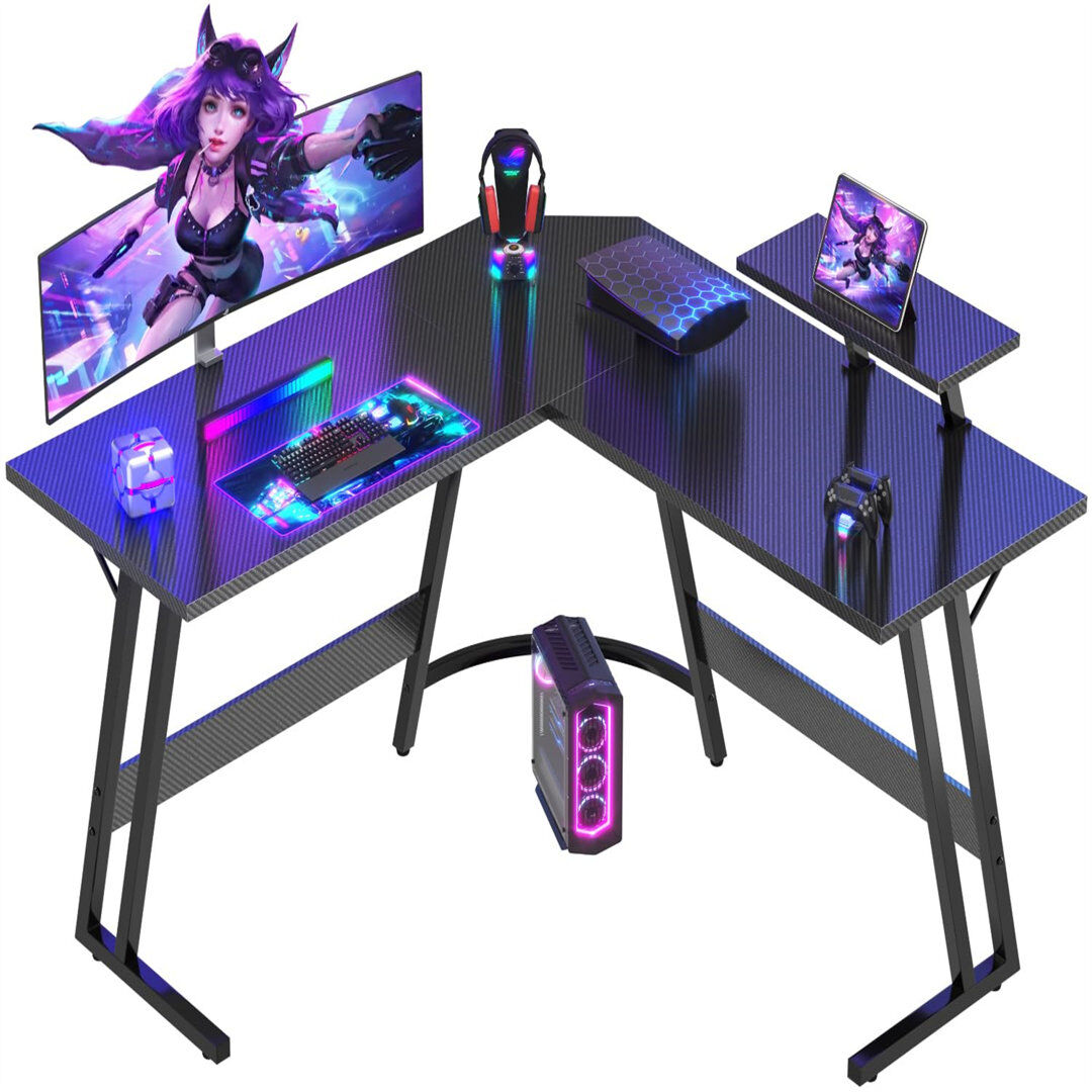 Borough Wharf L-Shaped Computer Desk Black 75cm H X 120cm W X 120cm D