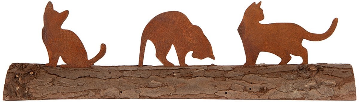 Clayre & Eef Decoratie Katten Bruin Metaal
