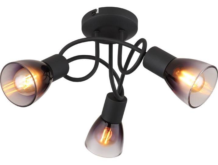 Globo Satella Plafonnier triple noir mat\, métal Ø7\,2cm 54312-3D