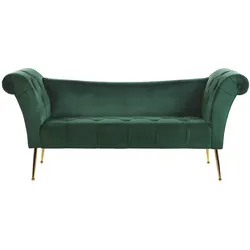 CHAISELONGUE Samtstoff dunkelgrün/gold Nantilly