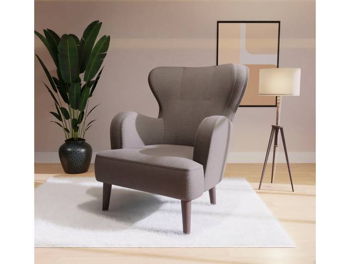 Sessel HOME AFFAIRE SICILIA , grau, B:88cm H:88cm T:64cm, 100% Polyester, Sessel, Sessel, moderner Ohrensessel