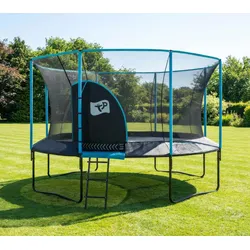 TP Toys Genius 14 | Kinder Trampolin mit Sicherheitsnetz | Ø 427 cm - Schwarz/Blau