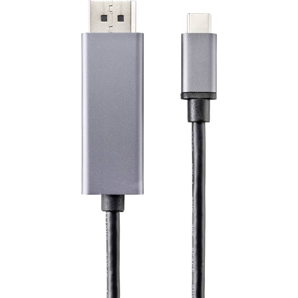 Renkforce USB-C naar DisplayPort kabel, 1,0 meter, Zwart