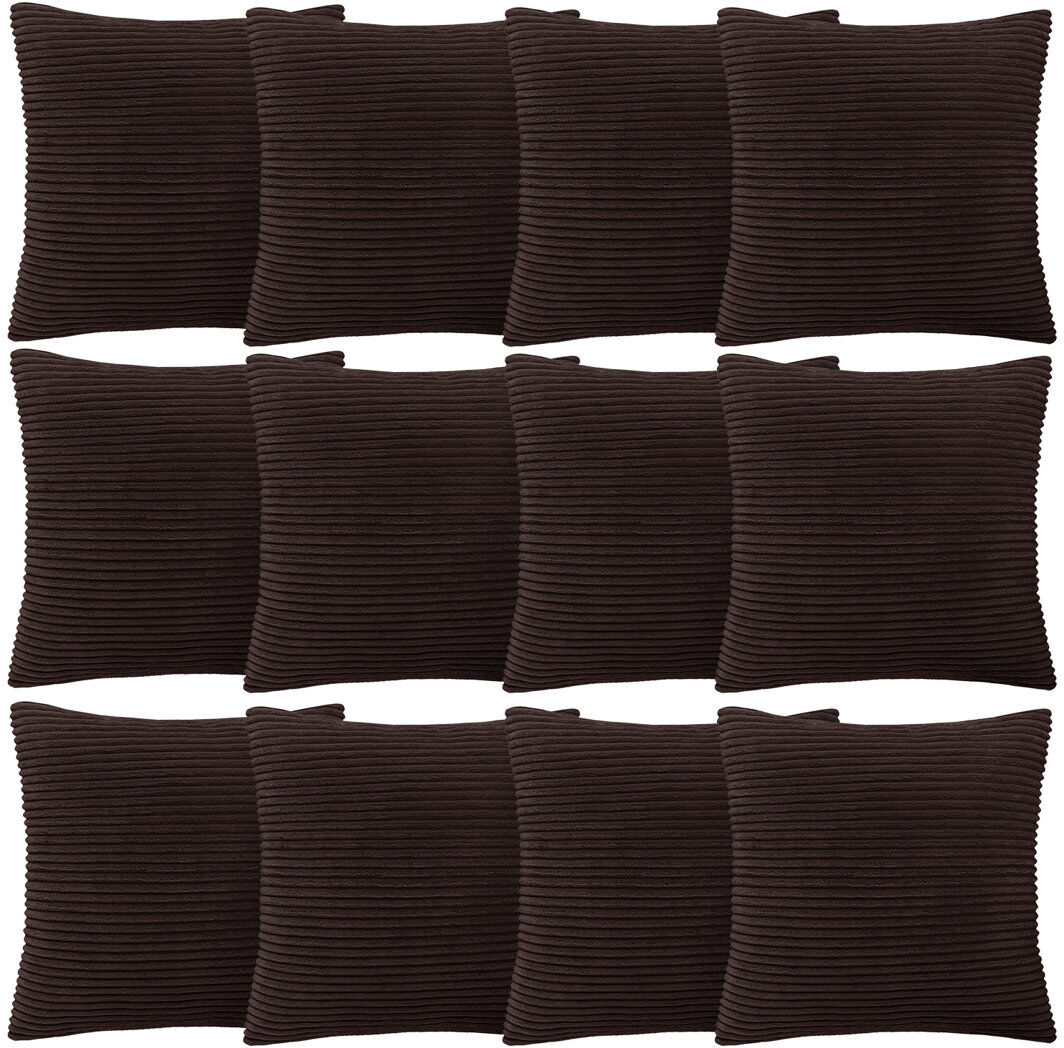 Aspire Homeware Striped Square Velvet Cushion Cover Coffee 45cm H X 45cm W X 17cm D