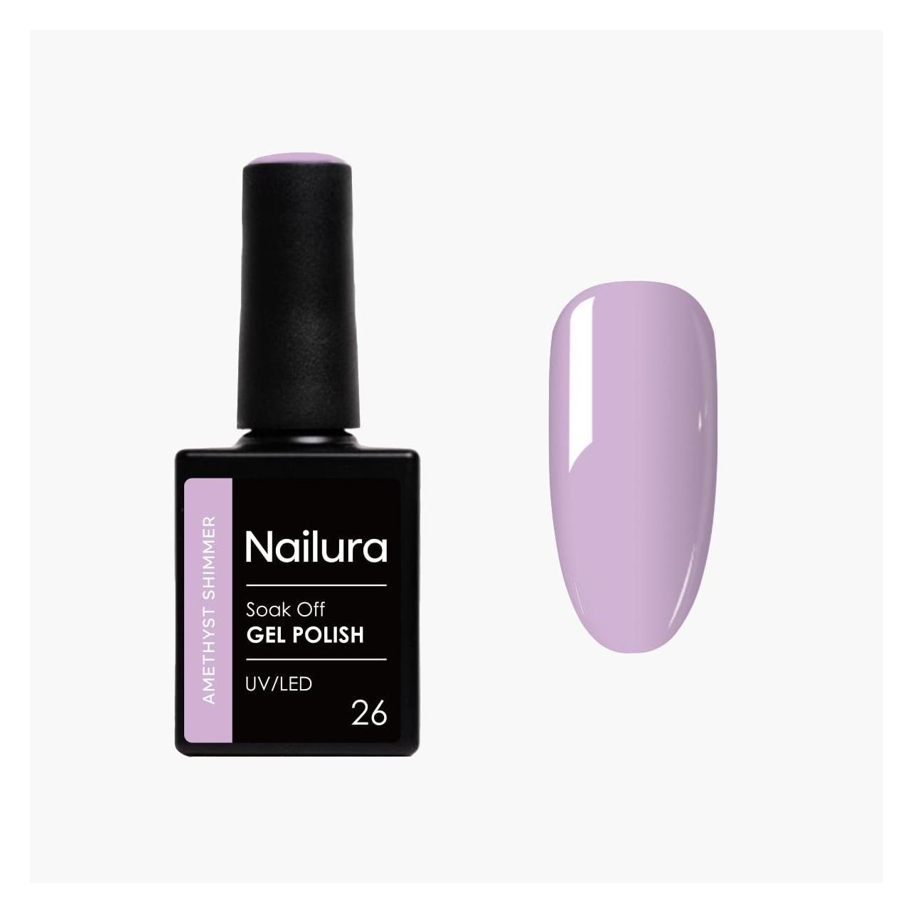 Nailura - Gel Polish 26 - Amethyst Shimmer - Amethyst Purple - 10 ml (Amethyst Purple, Gel-Effekt Nagellack) (70045)