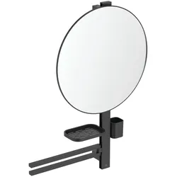 Ideal Standard Beauty Bar Accessoires-Kombi. Alu+ L800 mit Spiegel d:500mm Silk Black, BD587XG BD587XG