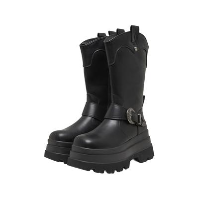 Sneaker BUFFALO "Buffalo JUPITER WEST BIKER", Damen, Gr. 38, schwarz, Polyurethan, unifarben, Schuhe Sneaker