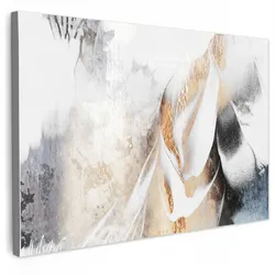 LEINWANDBILD Luxus - Abstrakt - Gold - Weiß XXL 150x100 cm