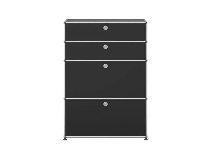USM Haller Highboard 1-fach breit 2 Schübe Klapptüren graphitschwarz oben ohne Schloss 78x109x38 cm