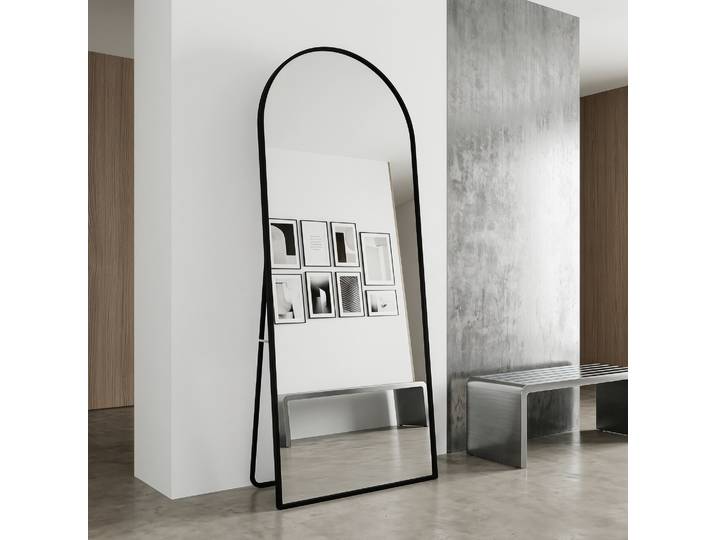Anajqaqia Miroir sur pied 180×80cm, miroir pleine longueur, grand miroir sur pied HD avec cadre en métal, avec verre renforcé, miroir mural