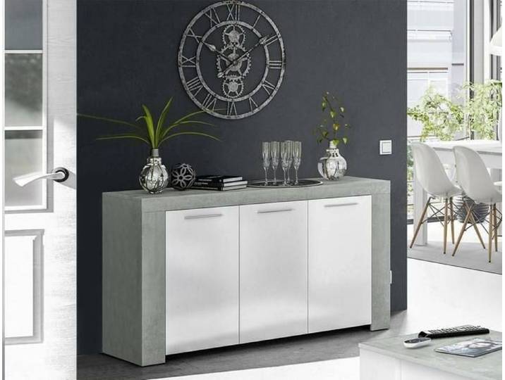 Buffet Bellevue 144x42h80 cm Ciment Blanc