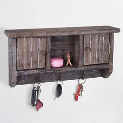 Schlüsselbrett MCW-A48, Schlüsselkasten Schlüsselboard mit Türen, Massiv-Holz MVG-zertifiziert ~ shabby braun
