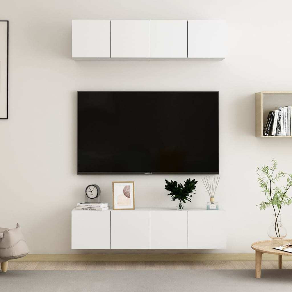 The Living Store TV-meubels, 4 stuks, wit, B/D/H: 60 x 30 x 30 cm