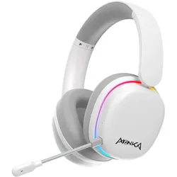 Marvo MONKA ECHO RS Kophörer mit Mikrofon, weiss, unterbeleuchtet, Tri-mode (Kabelgebunden, Kabellos), Gaming Headset, Weiss