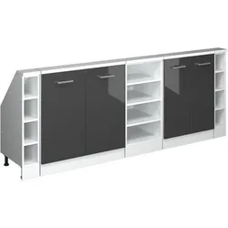 Vicco, Gartenhaus + Gartenschrank, Dachschrägenschrank-Set Rion, Anthrazit Hochglanz/Weiss/Weiss, 5er Set