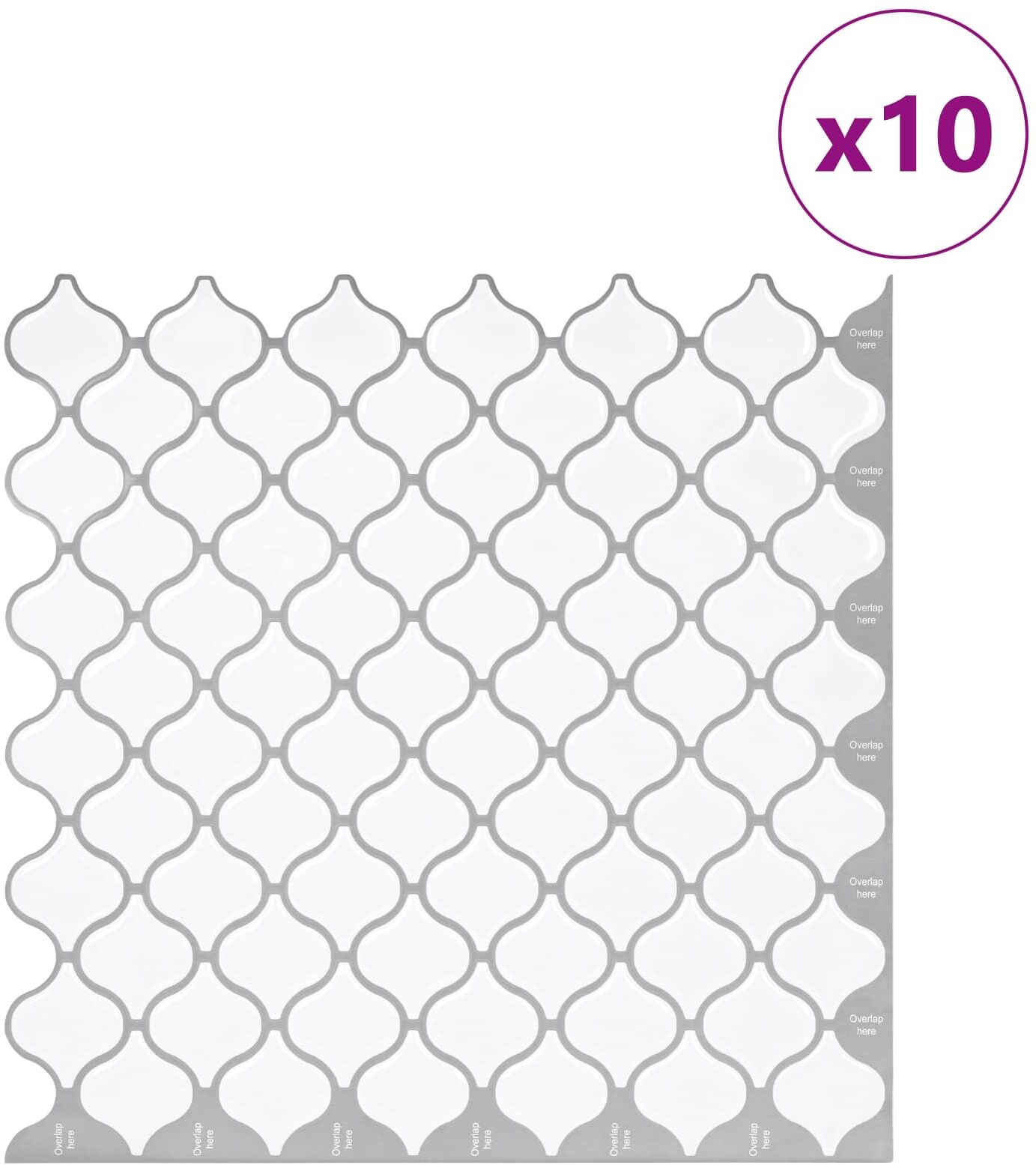 vidaXL Carreau Lanterne 10 pièces Blanc 27 x 27 cm Polyuréthane et PET