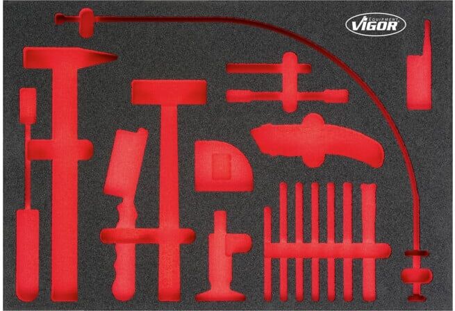 VIGOR 3/3+ Insert en mousse souple Set marteau, burin, chasse-goupille, vide V4510 (V4510)