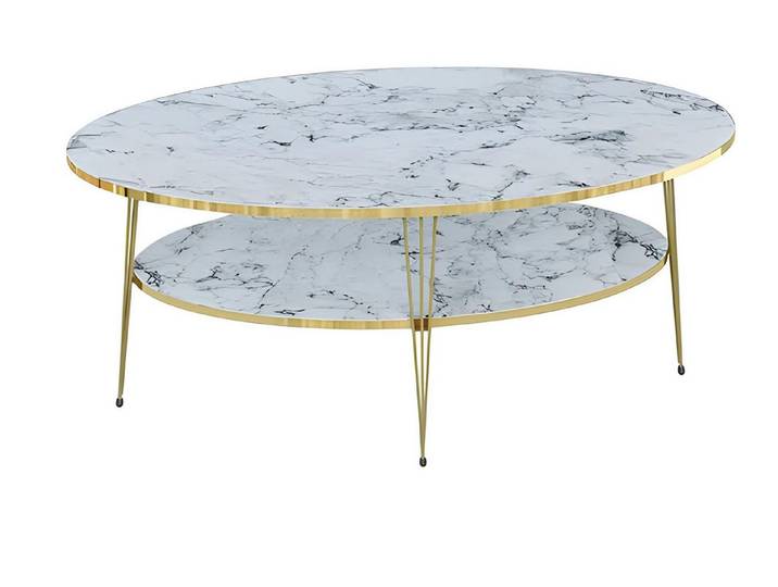 Xlmoebel Couchtisch Weißer Holz-Couchtisch von XLMOEBEL im modernen, ovalen Design (Packung, Couchtisch), Made in Europa