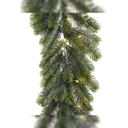 Lumineo 1,8m LED Tannengirlande künstlich 30cm Outdoor beleuchtete Dekogirlande Weihnachten Weihnachtsgirlande Grün Warmweiß