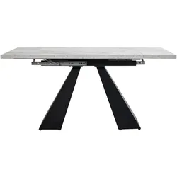 STILVORA Esstisch MDF/Metall Schwarz/Grau 99-159x74x77 cm ausziehbar mit Marmor-Optik