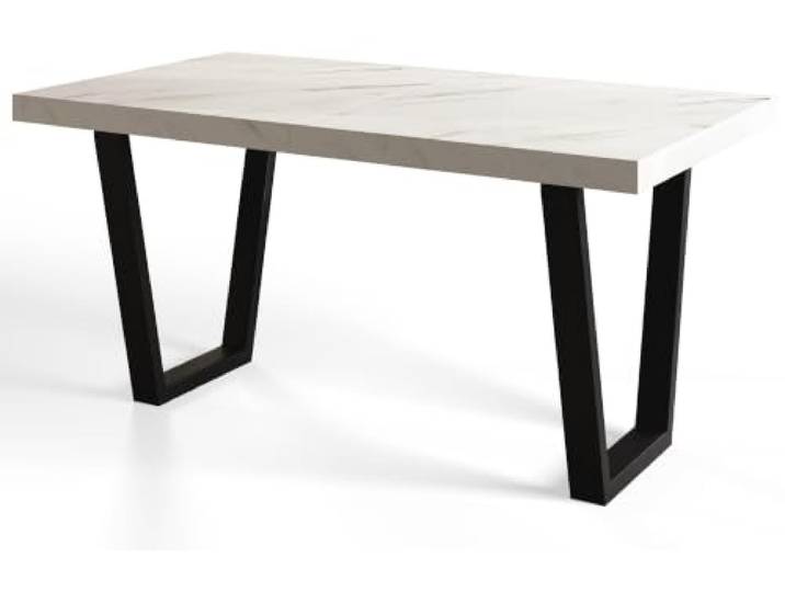 Rechteckiger Esstisch Ausziehbar, Stabile Metallbeine, 120x220 cm, Marmor Moderner Wohnzimmertisch, Küchentisch und Esszimmertisch, Tisch mit stabile Konstruktion, Kollektion Loft Trapez