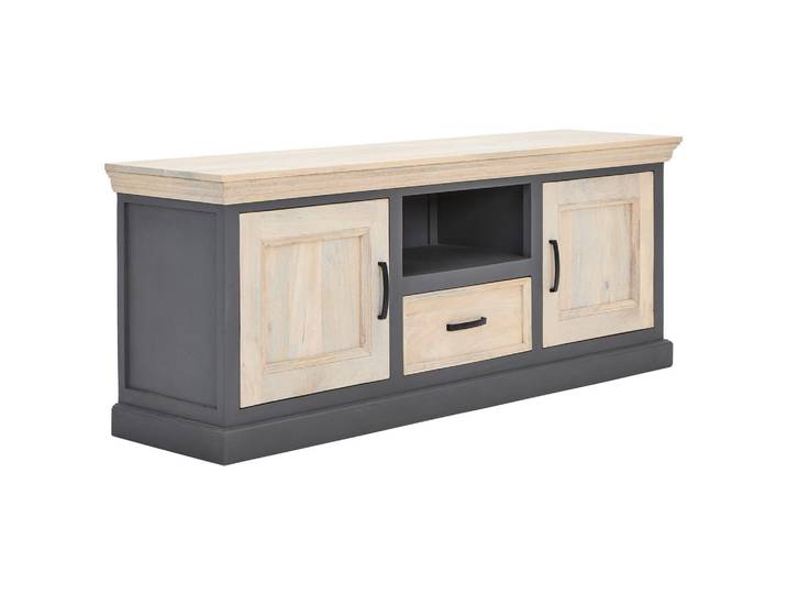 Livetastic Sideboard Kigali, Grau, Natur, Holz, Mangoholz, massiv, Holz, 1 Schublade(n) Schubladen, 160x60x40 cm, handgemacht, Holzmöbel, Kleinmöbel Holz, Holzkommoden, Sideboards Holz
