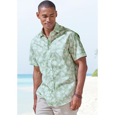 Hawaiihemd BEACHTIME "- Kurzarmhemd mit sommerlichem Palmen Druck", Herren, Gr. XL (43/44), N-Gr, grün (hellgrün, bedruckt), Web, Obermaterial: 100% Baumwolle, gemustert, regular fit, ohne Ausschnitt, abgesteppte Kante, Hemden Hawaiihemd, Kurzarm,...