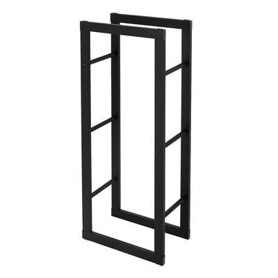 ML-Design Kaminholzregal 40x100x25 cm Schwarz | Metall, Innen/Außen, Holzaufbewahrung Kamin Holzständer