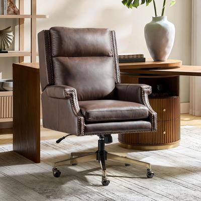 HULALA HOME Cristobal Genuine Leather Office Chair