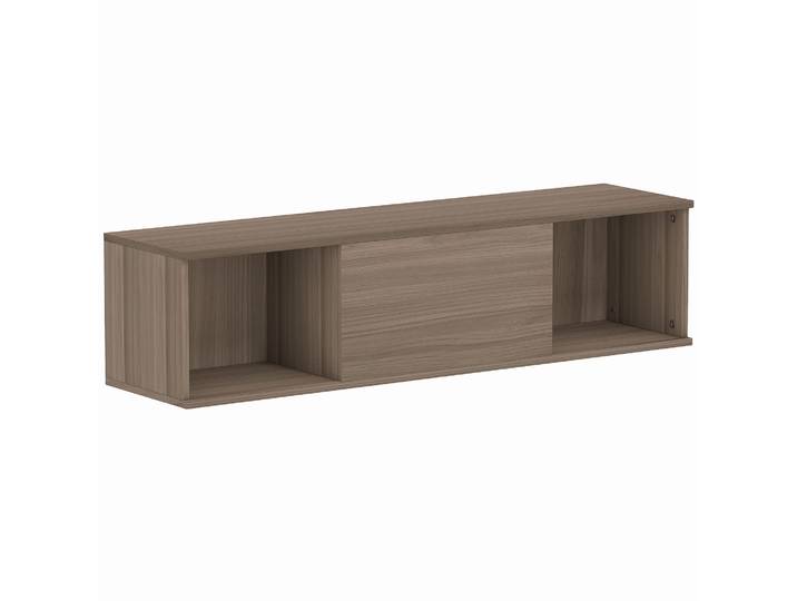 Meuble mural Homcom, meuble TV suspendu avec 2 compartiments ouverts et porte pliante 120X30X29,5 cm Marron