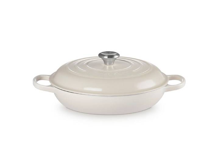 LE CREUSET Bratentopf Gourmet-Profitopf, Gusseisen, Ø 26 cm, 4,2 l, 4,21 kg, Meringue, 21180267164430