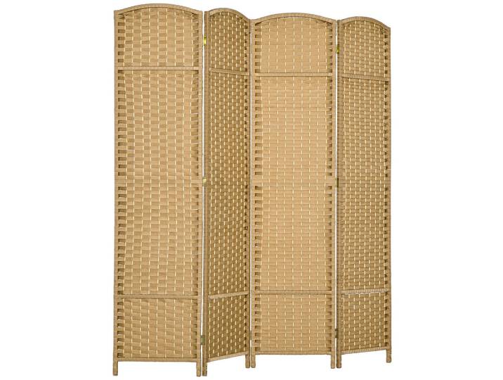 Homcom Paravent 4-teilig 160 x 170 cm Raumteiler Trennwand aus Kiefernholz Natur, Naturfarben, Holz, 1.6x170x160 cm, Wohnzimmer, Raumteiler, Paravents