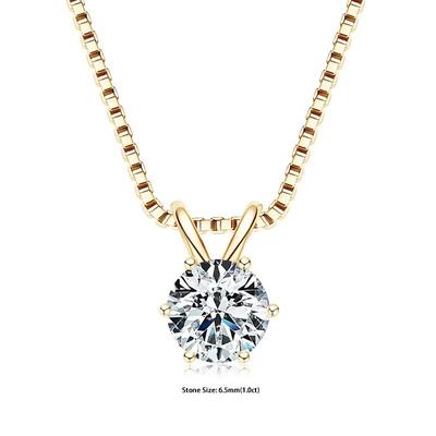 RAPRGOLD Moissanite Solitaire Pendant Necklace S925 Sterling Silver Jewelry For Women silver 5mm 0.5ct 45cm
