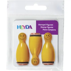 6x Heyda, Stempel, Mini Stempel Gesichter 1,2cm VE=3 Stück orange