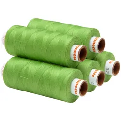buttinette Universal-Nähgarn, Stärke: 100, 5er-Pack, frühlingsgrün