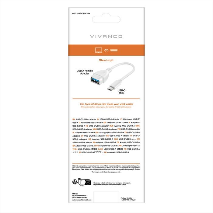 SBS Cavo Adattatore Usb Tipo-c Con Connettore Usb-c M-bianco