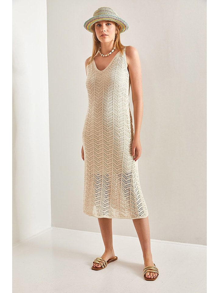 Bianco Lucci Strickkleid in Beige - onesize