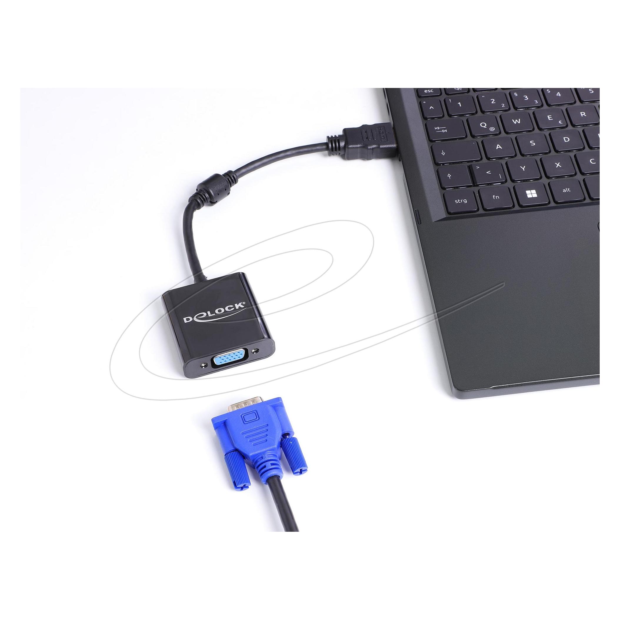 Delock Adapter HDMI Stecker zu VGA Buchse schwarz (61077)