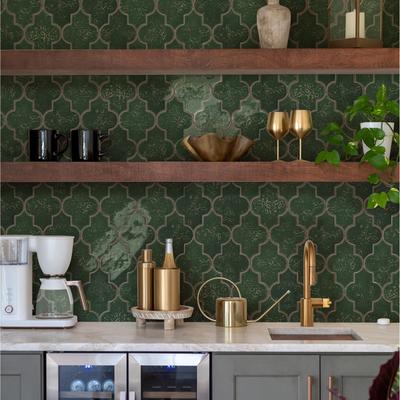 Merola Tile "Gothic Crest Green 5-5/8"" x 7-7/8"" Porcelain Floor and Wall Tile - Case (32 Tiles)"