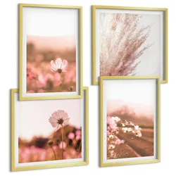BILDER SET 4er Set - 50x50 cm & 40x60 cm Goldrahmen - Wildblumen auf den Wiesen im Sommer